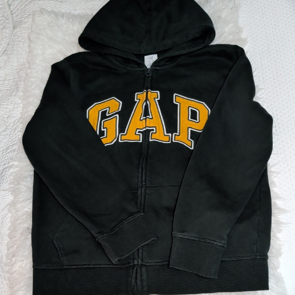 GAP Kids Black Hoodie with Bold Yellow Lettering